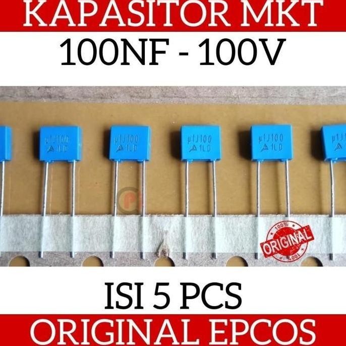 Isi 5 Pcs Original Epcos 100Nf 100V 104 Mkt Mkm Kapasitor Capacitor