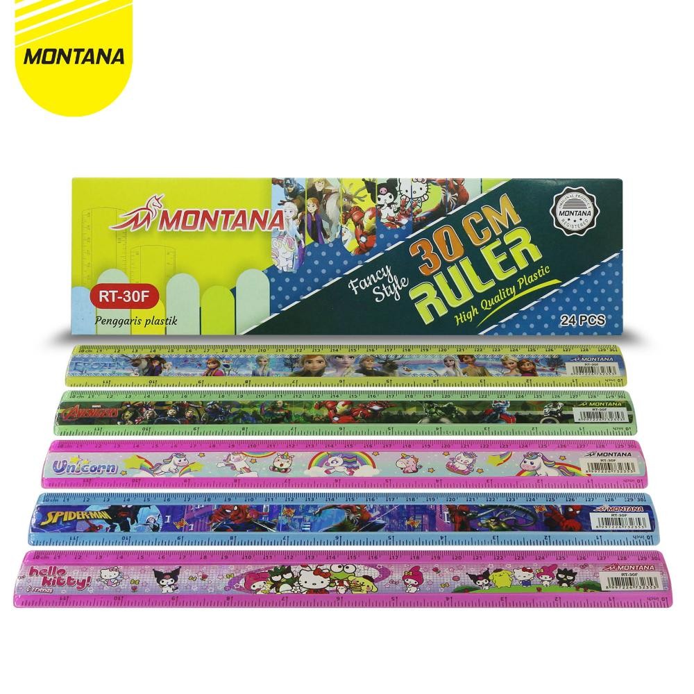 

As23 Montana Penggaris Akrilik 30 Cm 24 Pcs Acrylic Ruler Fancy High Quality Plastic Rt-30Fancy/Box As23