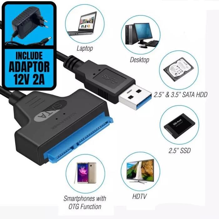 Adapter Converter Usb 3.0 To Sata - Include Adaptor 12V 2A