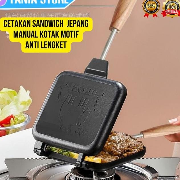 Pemanggang Roti Sandwich Kotak Maker Pan Jepang Toaster Manual Kompor