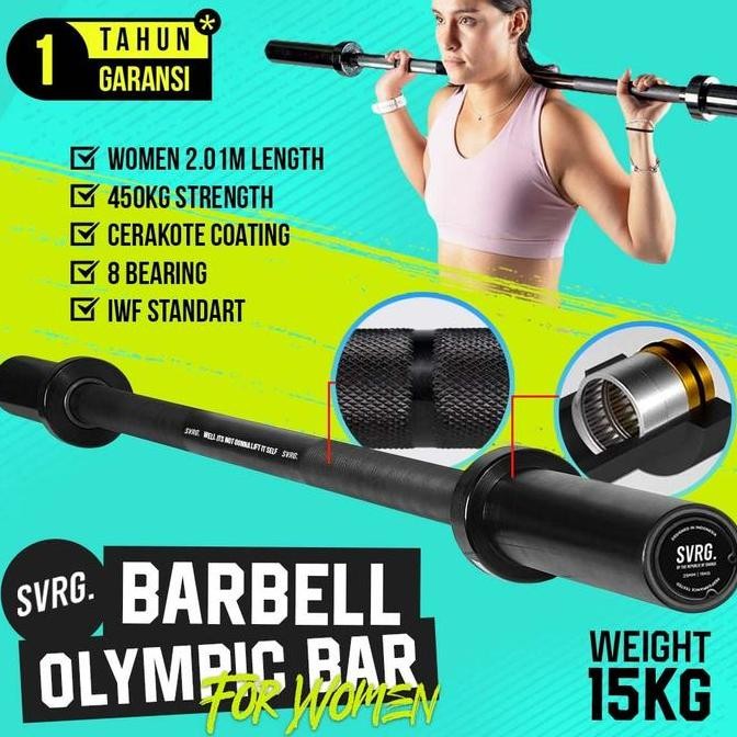 Svarga Barbell Olympic Bar 15Kg - Cerakote Bar - Women Stick Barbel