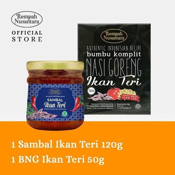 

SAMBAL IKAN TERI 120 GR & BUMBU NASI GORENG TERI 50GR REMPAH NUSANTARA