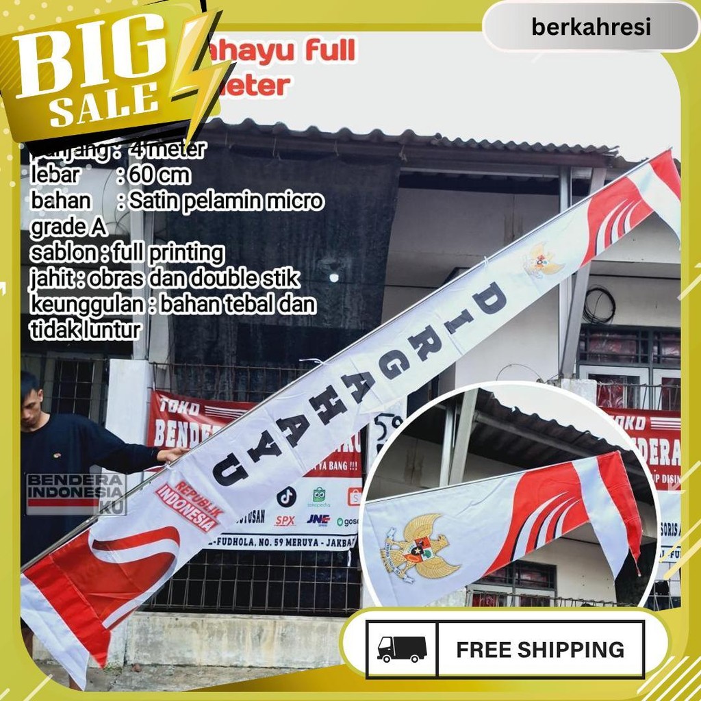 Umbul Umbul 4Meter Garuda / Umbul Merah Putih Dirgahayu Meledak