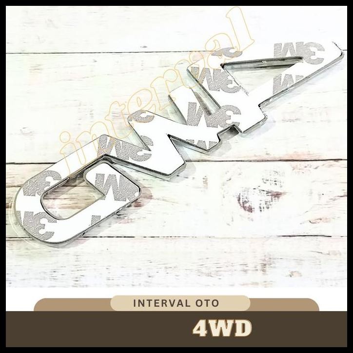 DISKON EMBLEM LOGO 4WD MOBIL UNIVERSAL LOGO TULISAN 4WD MERAH CHROME 