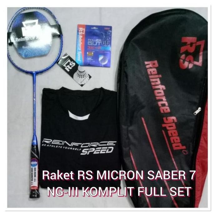 Free Pasang Raket Badminton Rs Micron Saber 7 Ng-Iii Komplit Full Set