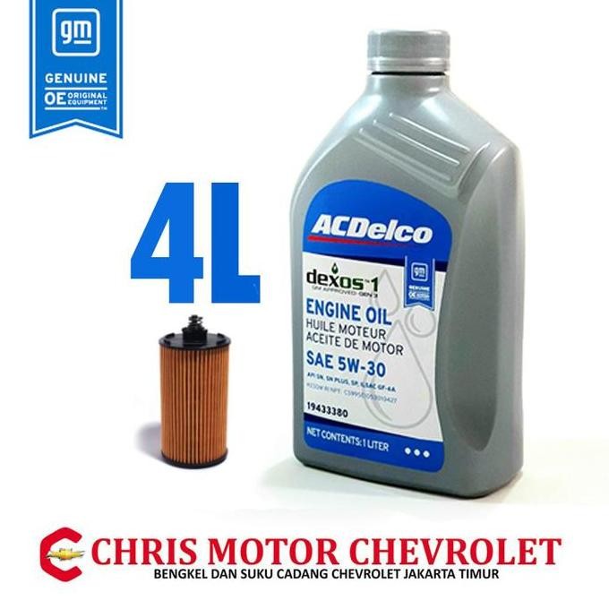 BEBAS ONGKIR - PAKET GANTI OLI CHEVROLET TRAX Q8 DEXOS 1 GEN 2 FILTER OLI OEM