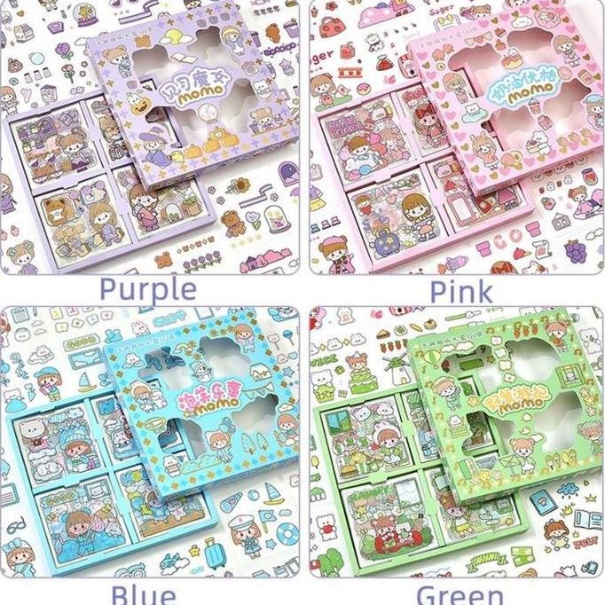 

Stiker Kotak Aesthetic 100 Lembar / Stiker Aesthetic Transparan Cute / Stiker Isi 100 Lembar