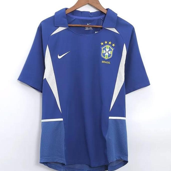 JERSEY BAJU BOLA RETRO BRAZIL AWAY 2002 GRADE ORI