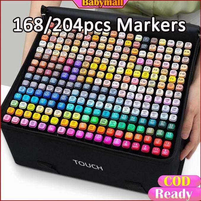 

[Ready]Touch 204/168/120 Warna Sketsa Spidol Umum General Marker Set Animation Markers Pen Stationery