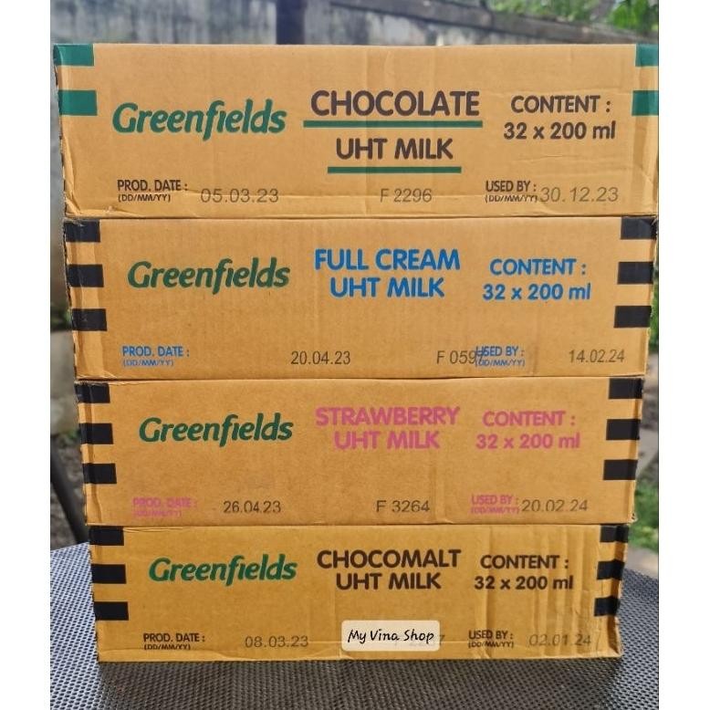 

GREENFIELDS 200 ml KARTONAN / Susu UHT Greenfields 200 ml isi 32 pcs Nugi