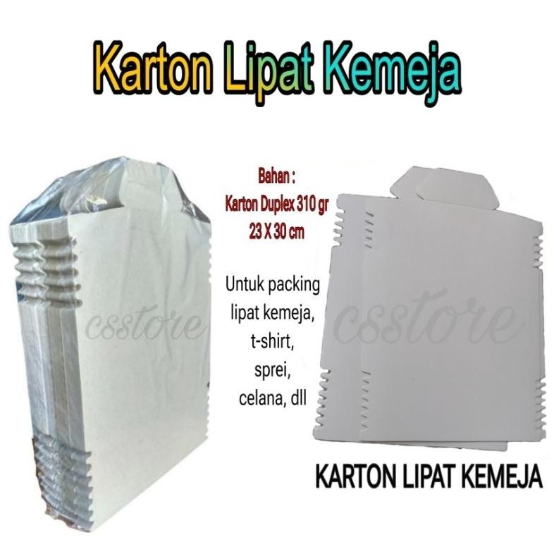 

Karton Lipat Kemeja 50 Lembar Karton Duplek 310gram Penyangga Packing Kemeja Lipat Satuan Karton Lipat Pakain Nugi