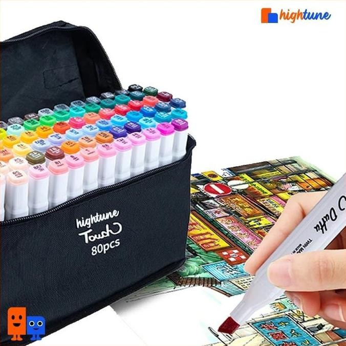 

Hightune Set Pena Spidol Warna Sketch Marker 2 Tips Touch Marker 36/48/60/80 Warna Stationery