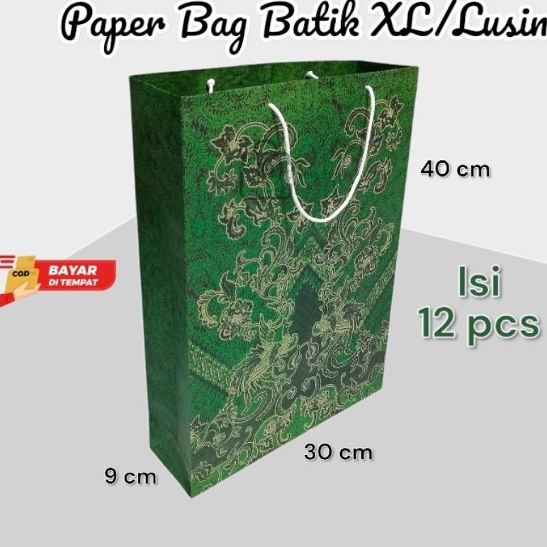 

Paper Bag Batik Jumbo XL/Lusin Isi 12 Pcs Ukuran 30940 Cm Nugi