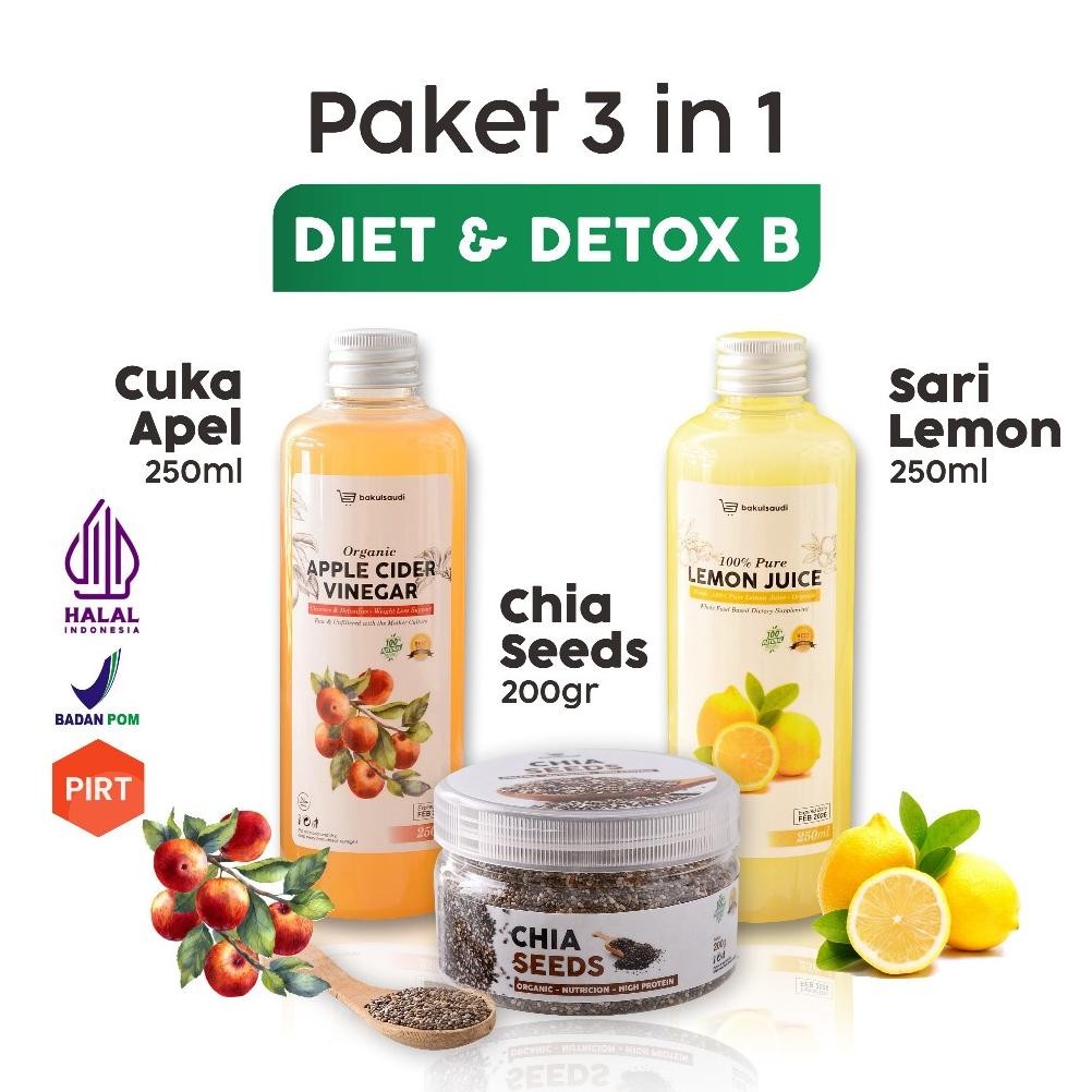 

Paket Diet Detoks Organic 3in1 - Chia Seeds Sari Lemon Cuka Apel Organik Apple Cider Vinegar Paket B Nugi