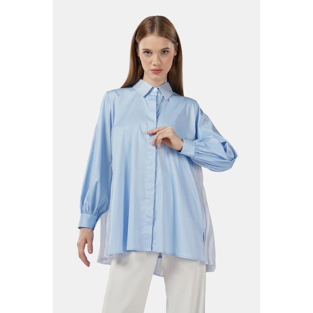 Benang Jarum - Candice Pleats Shirt - Blue BLOUSE MUSLIM WANITA TERBARU ASLI 100% ORIGINAL OFFICIAL 