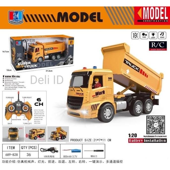 Mainan Mobil Remote Control Remot Kontrol Truk Truck Mixer Semen Molen RC Car Skala 1:20 Frekuensi 4