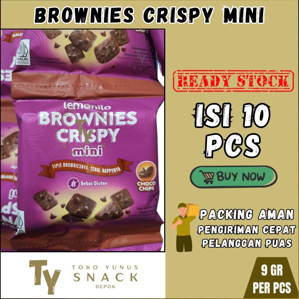 

BROWNIES CRISPY MINI LEMONILO RENCENG ISI 10PCS @9GR Nugi