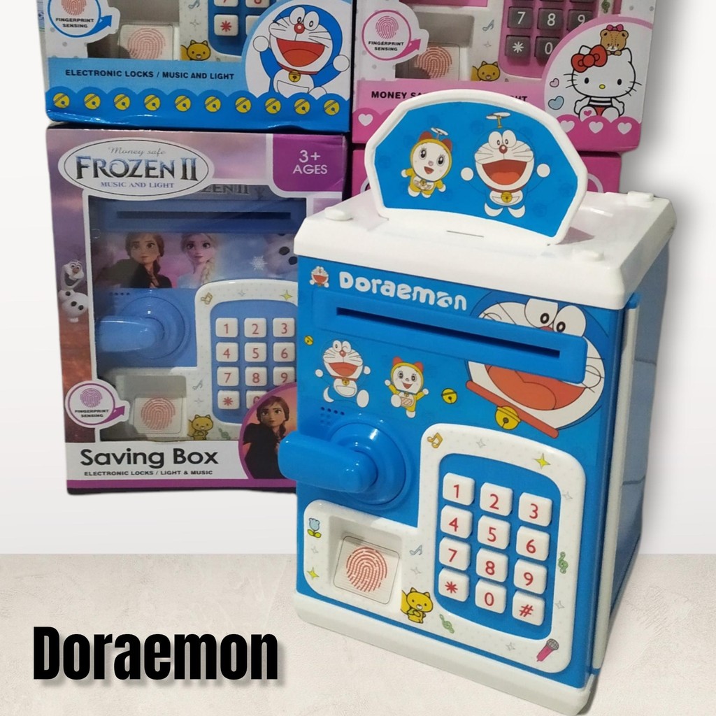 mainan edukasi mesin atm celengan menabung anak dan hobi anak-anak money safe doraemon