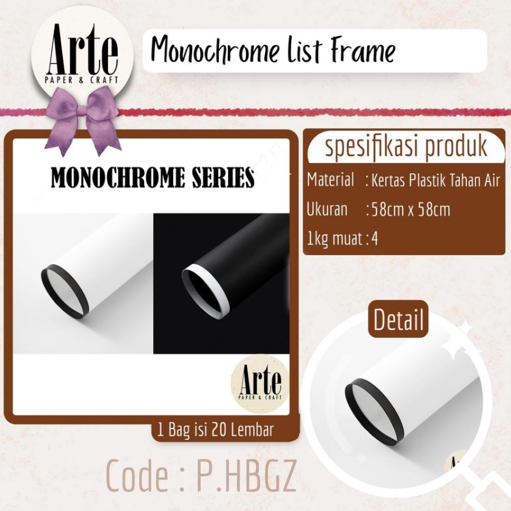 

20 Lembar Cellophane Monochrome List Frame Bingkai Kertas Buket Korea Bunga Flower Wrapping Paper Kado Arte Grosir Jakarta P.HBGZ Nugi
