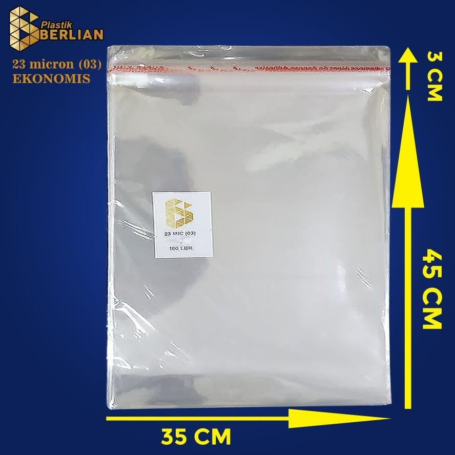 

35 x 45 cm Plastik OPP EKONOMIS 23micron (100 lbr) (lem/seal) Nugi