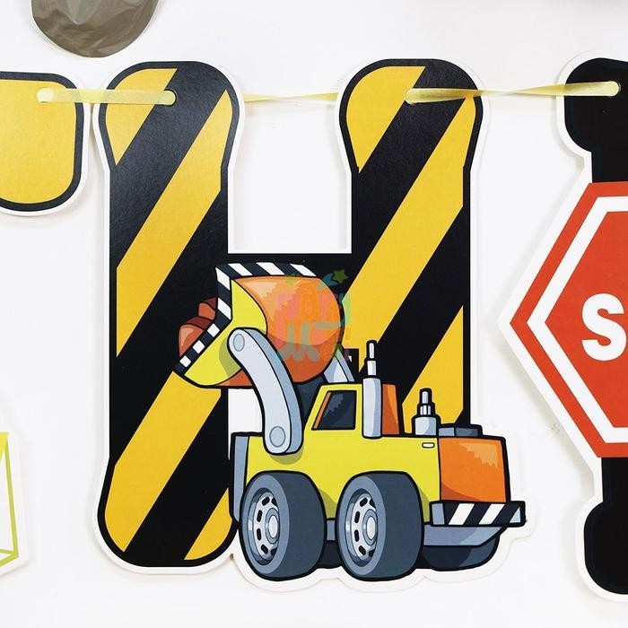 Topper Kue Spanduk Balon Konstruksi Untuk Dekorasi Pesta Ulang Tahun Teknik Perlengkapan Bantuan