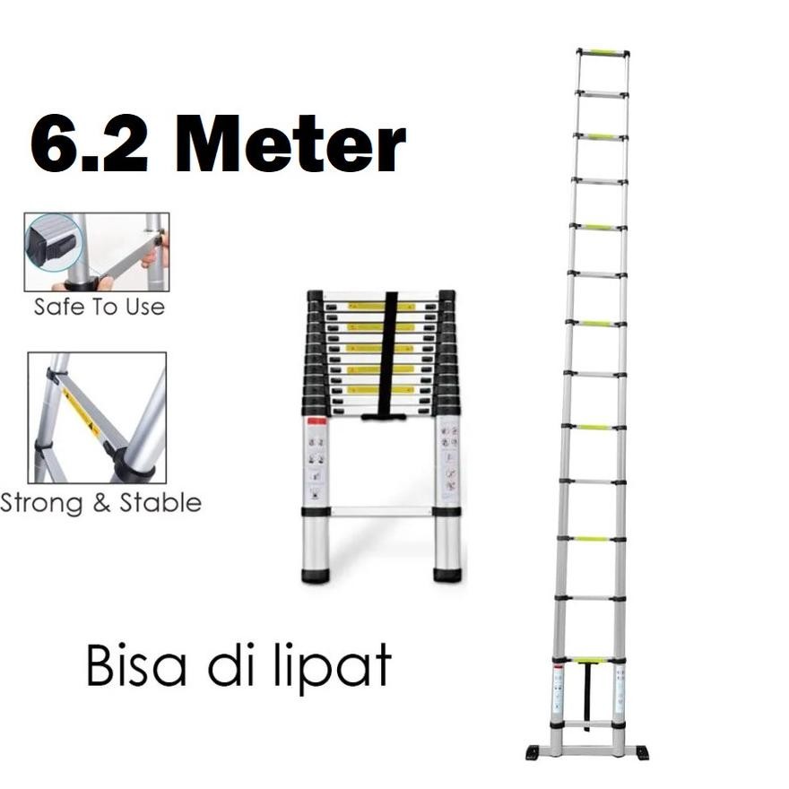 Terlaris Tangga Teleskopik 6 Meter Single Telescopic Ladder 6.2 Meter Aluminium