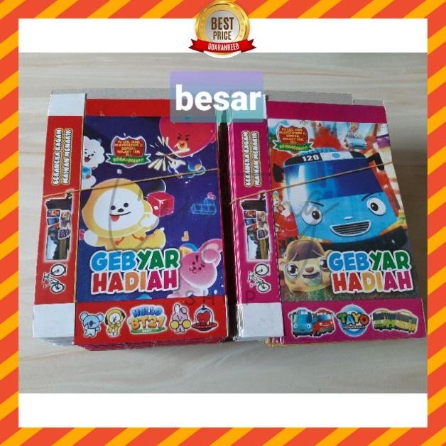 

Kotak Kado-Kadoan BESAR 7X9,5X2,5CM Untuk Isi Mainan dan Dijual Kembali 100Pcs/ Kotak Kado Gambar Karakter/Mix Nugi