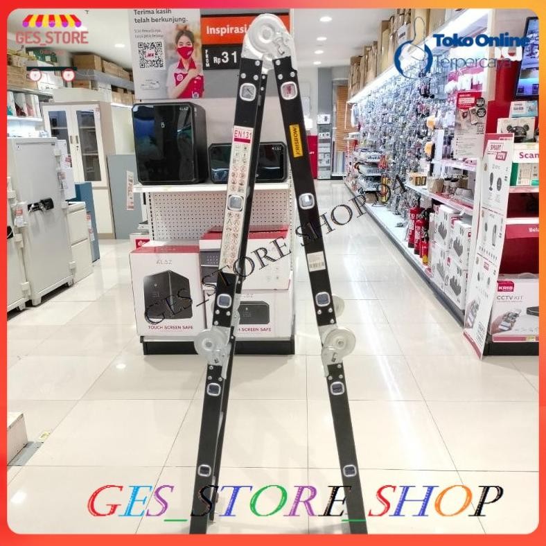 Terlaris Krisbow Tangga Lipat Aluminium Steel 3.13 Meter Hitam/Tangga Lipat Aluminium Multifungsi 3.