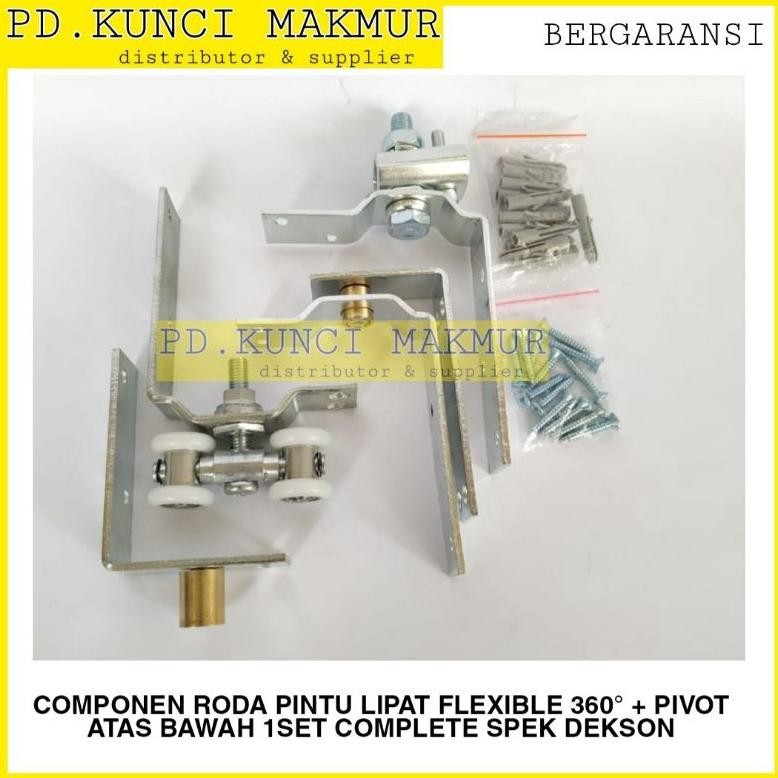 Terlaris Roda Pintu Lipat Premium Flexible Spek Dekson 1Set Complete Atas Bawah + Pivot Atas Bawah R