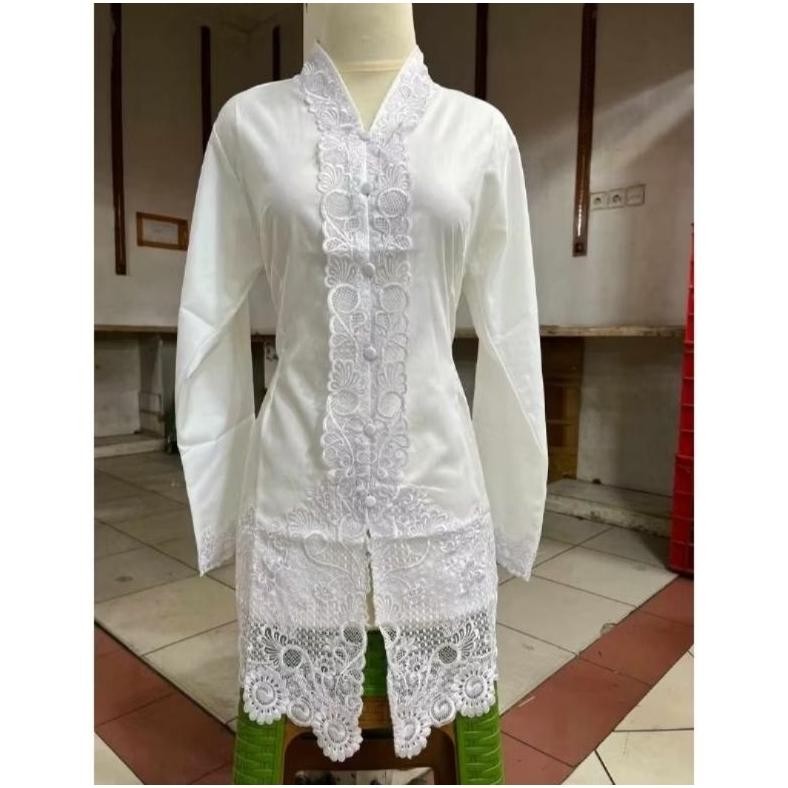 [kajirtjaya - ] ATASAN KEBAYA ENCIM KATUN MERAH PUTIH // KEBAYA ENCIM KATUN BORDIR LENGAN PANJANG