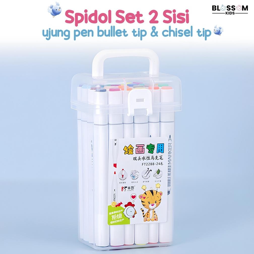 

Terbaru! Spidol Warna Spidol Sketch Marker Spidol Warna 2in1 Spidol Sketsa Double Pen BLOSSOM KIDS ,,