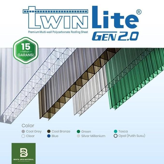 Polycarbonate Twinlite 6mm Gen2 Gen 2 Clear Tembus Cahaya FLAT ONGKIR