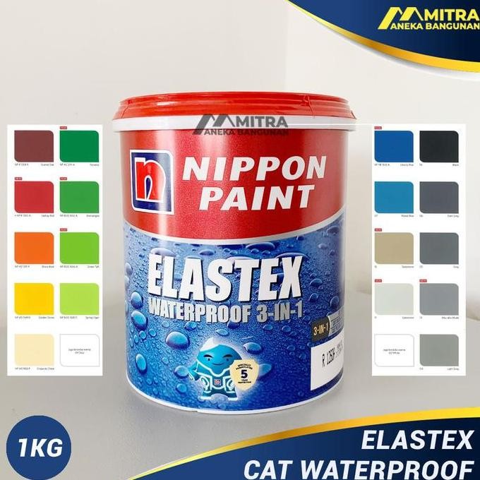CAT TEMBOK WATERPROOF ELASTEX NIPPON PAINT 1 KG ANTI BOCOR ANTI JAMUR