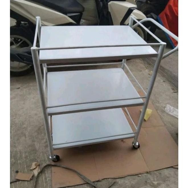 Meja Instrumen 3 Rak Troly Rak Troli Medis Rumah Sakit