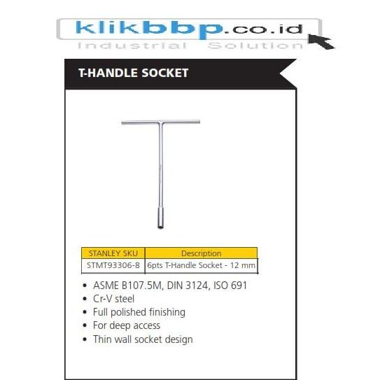 Kunci T Stanley T-Handle Socket / Kunci T STMT93306-8 12mm 6pts