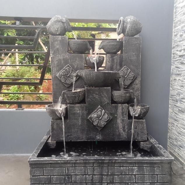 Kolam Ikan Air Mancur Batu Alam Hiasan Taman Gratis Pompa Mesin