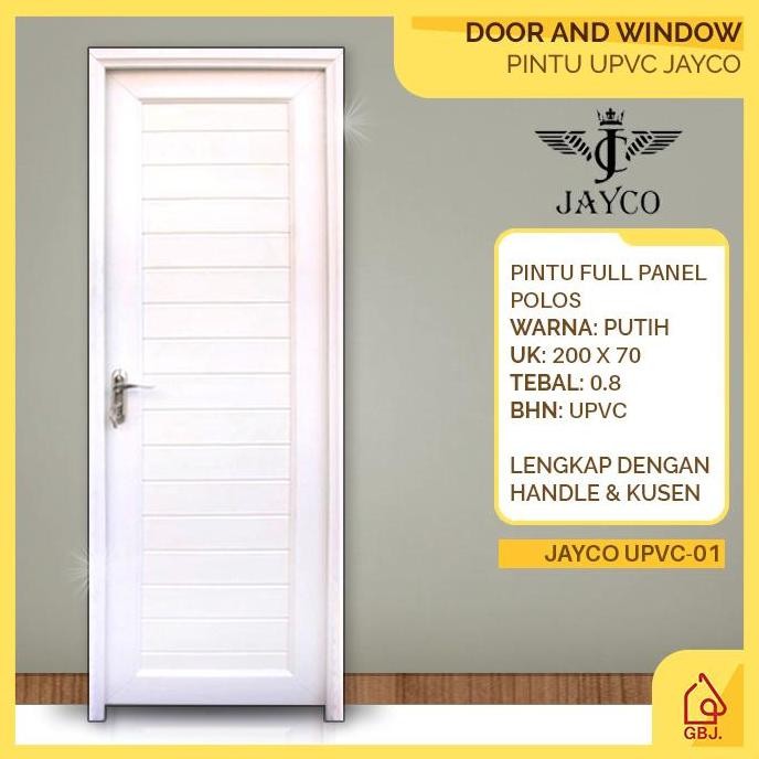 PINTU UPVC 200 X 70 JAYCO + KUSEN + HANDLE / PINTU RUMAH & KAMAR MANDI