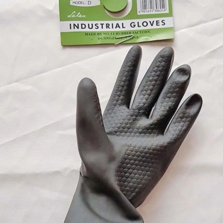 Sarung Tangan Karet Hitam Industrial Gloves Double One Black Sarung Tangan Latex Panjang