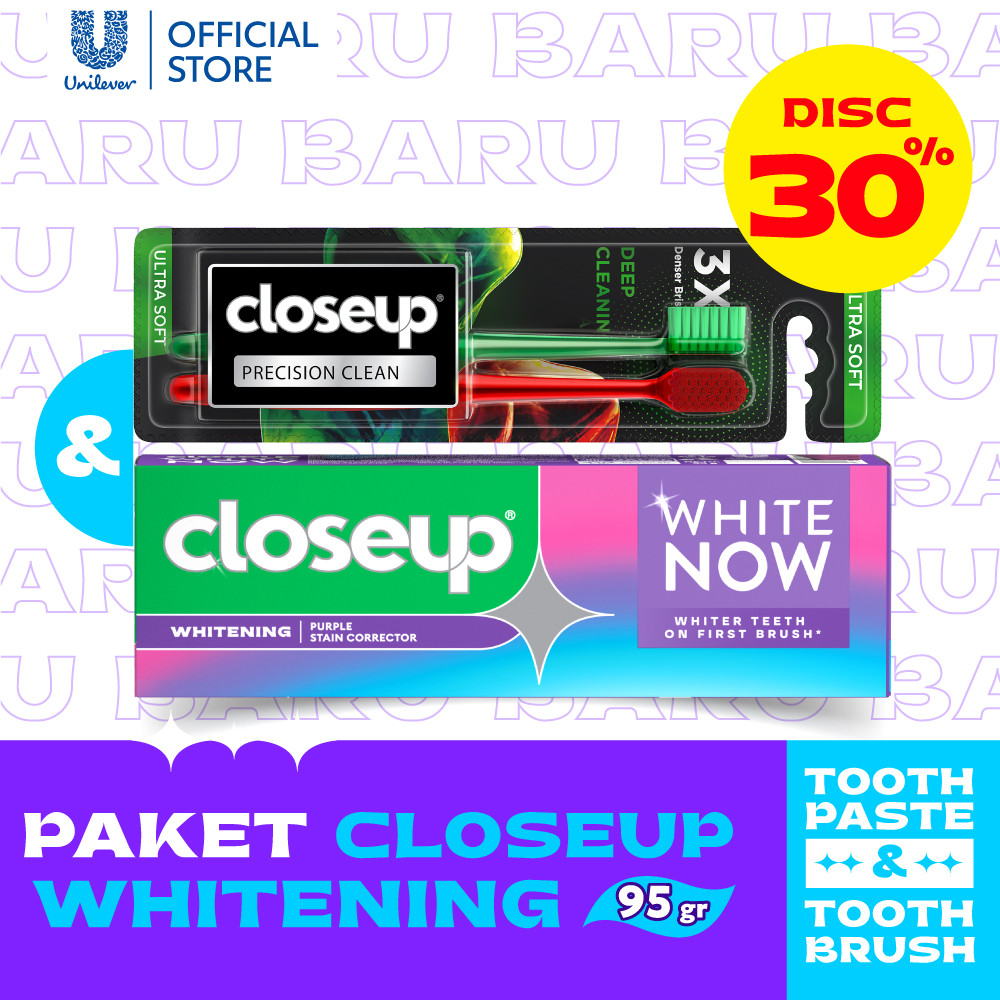 [Paket Close Up Whitening] Close Up White Now Purple 95gr + Close Up Sikat Gigi Precision Clean MP2