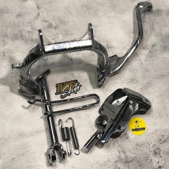 Standar Samping & Tengah Chrome Original Vespa Matic Sprint Primavera