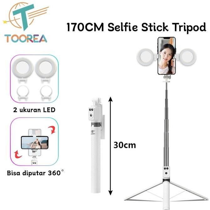 SIAP KIRIM TOOREA TONGSIS TRIPOD BLUETOOTH BESAR LED REMOTE 7 TOMBOL SELFIE STICK HP
