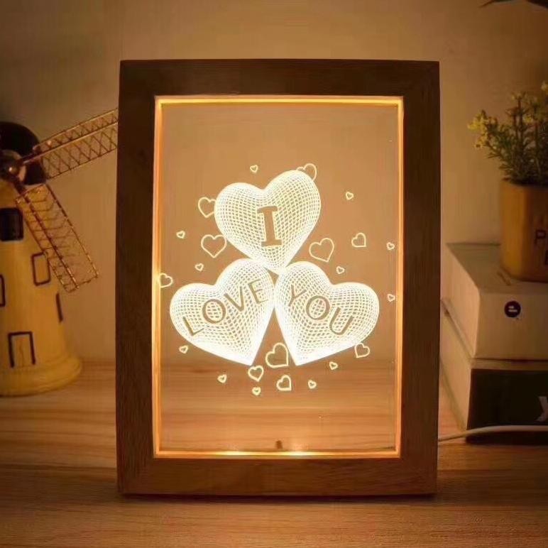 LAMPU HIAS TIDUR MODEL BINGKAI FRAME BAHAN AKLIRIK /LAMPU HIAS LED 3D FRAME TERMURAH