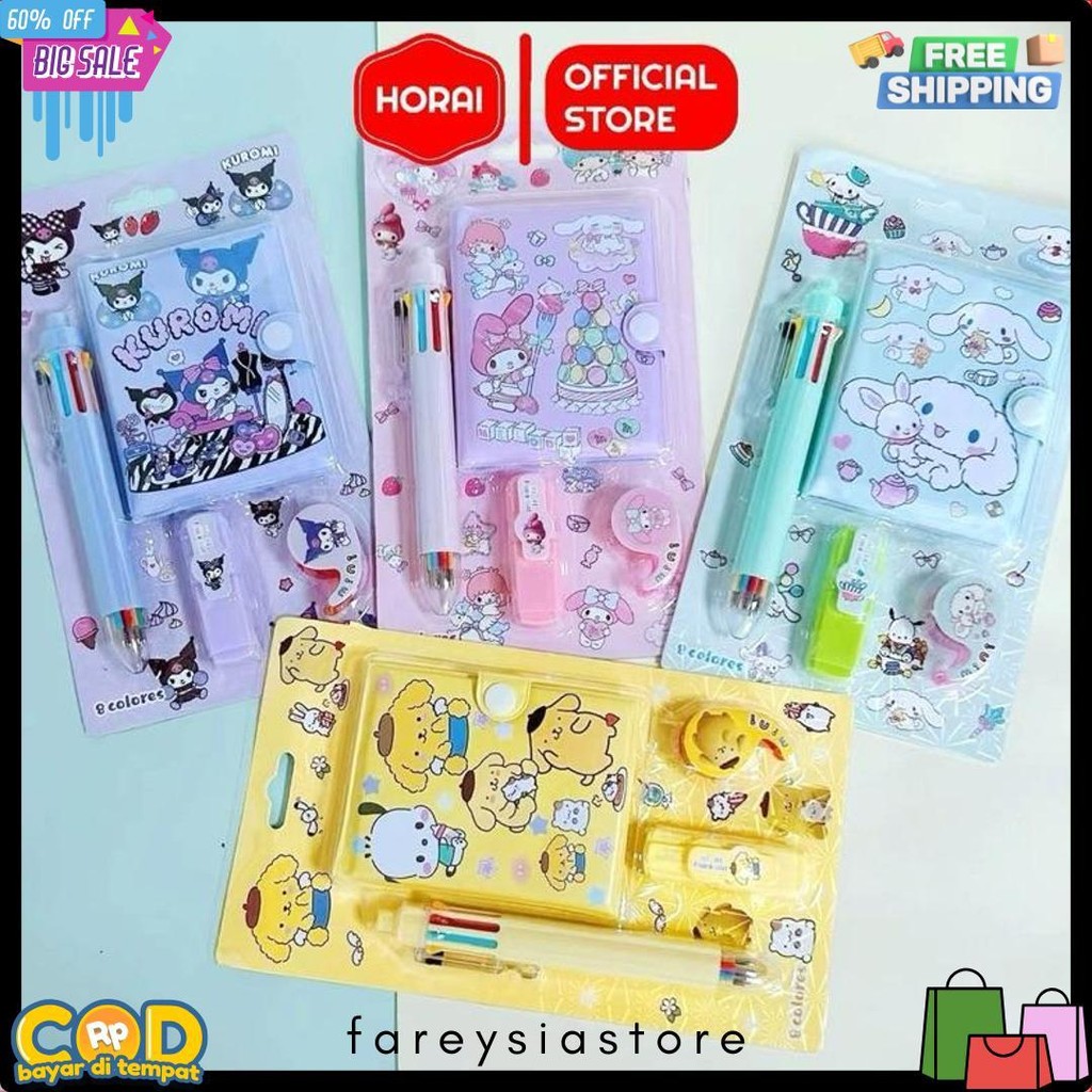 

Stationery Set Sanrio Pen 4 8 Warna Stabilo Gunting Paket Alat Tulis Anak Stapler Washi Tape Diary Buku Set Tulis Kuromi Cinnamorol Purin Melody Anak Flash Sale! Diskon Hingga 70%