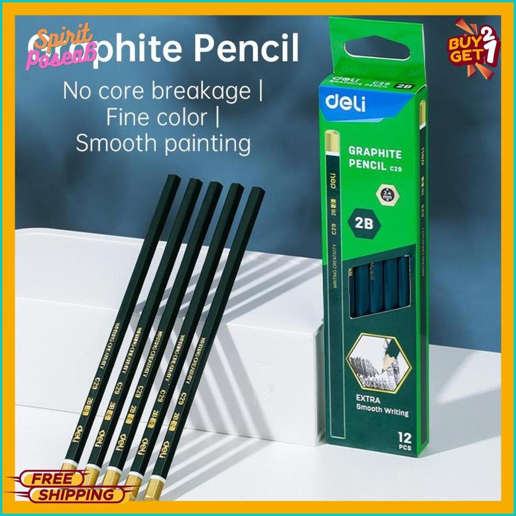 

Deli Graphite Pencil / Pensil Kayu 2B Isi 12 Nyaman Digenggam Ec29 Diskon Setengah Harga