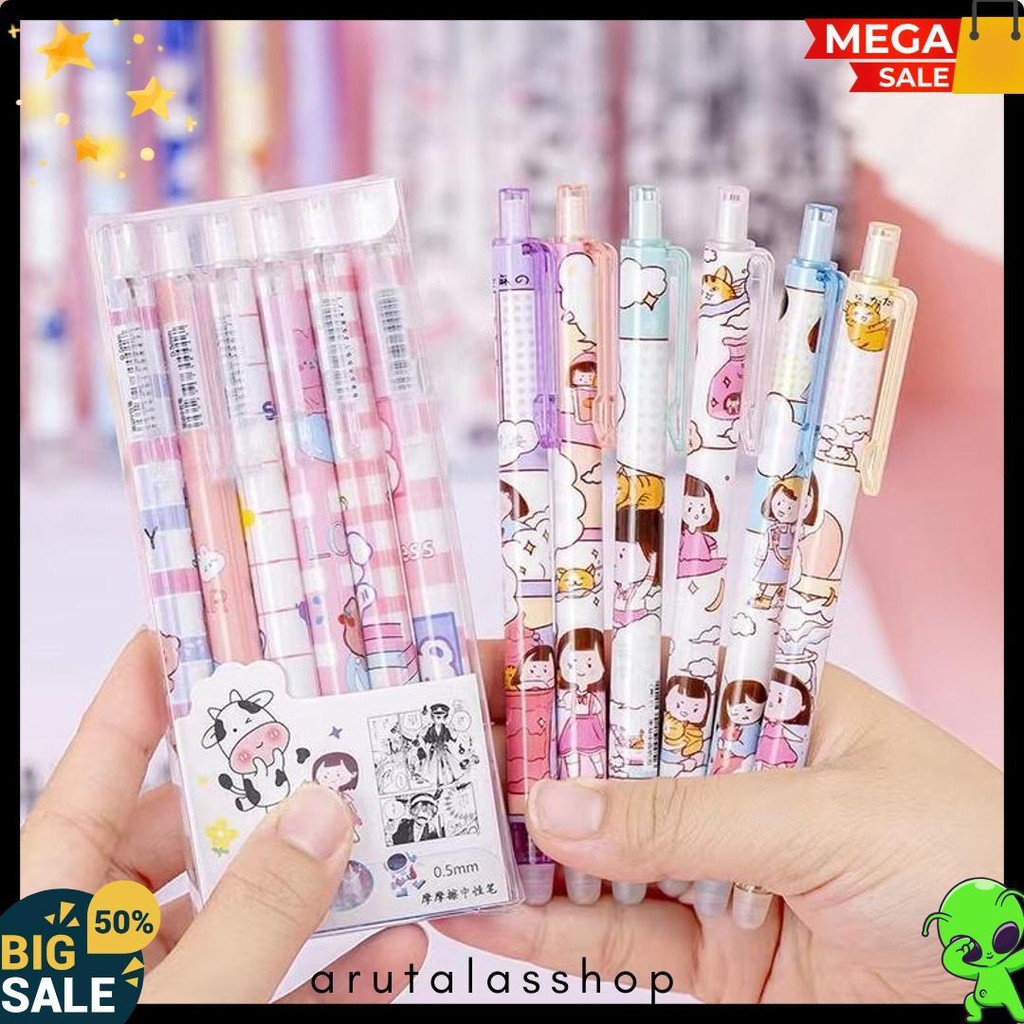 

Pulpen Set Karakter Lucu Pulpen Mekanik Isi 6Pcs Bolpoin Gel Diskon