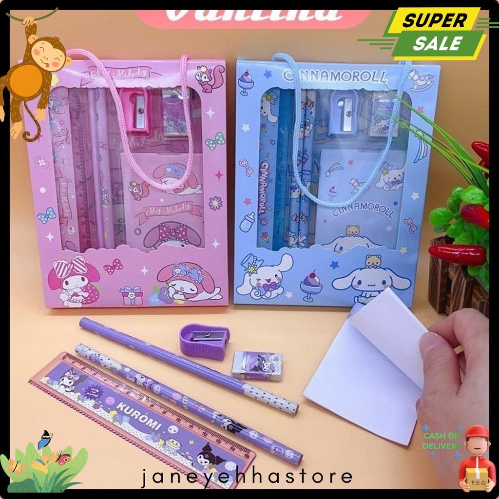 

Kotak Pensil Anak Set 6 In 1 Karakter Kuromi Gift Murah Lucu / Alat Tulis Set Stationery Untuk Hadiah Anak Sekolah Sanrio Diskon