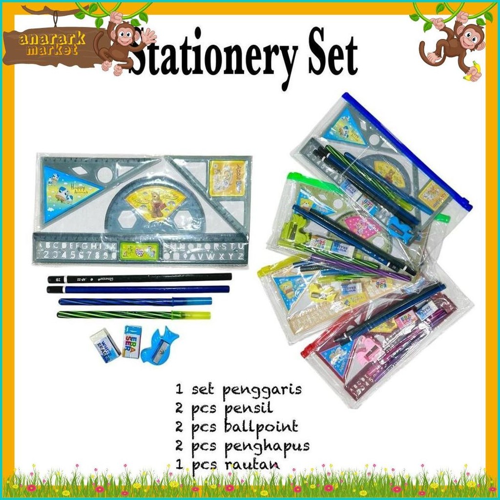 

Paket Alat Tulis Sekolah 9 In 1 / Stationery Set Murah (Set) Diskon