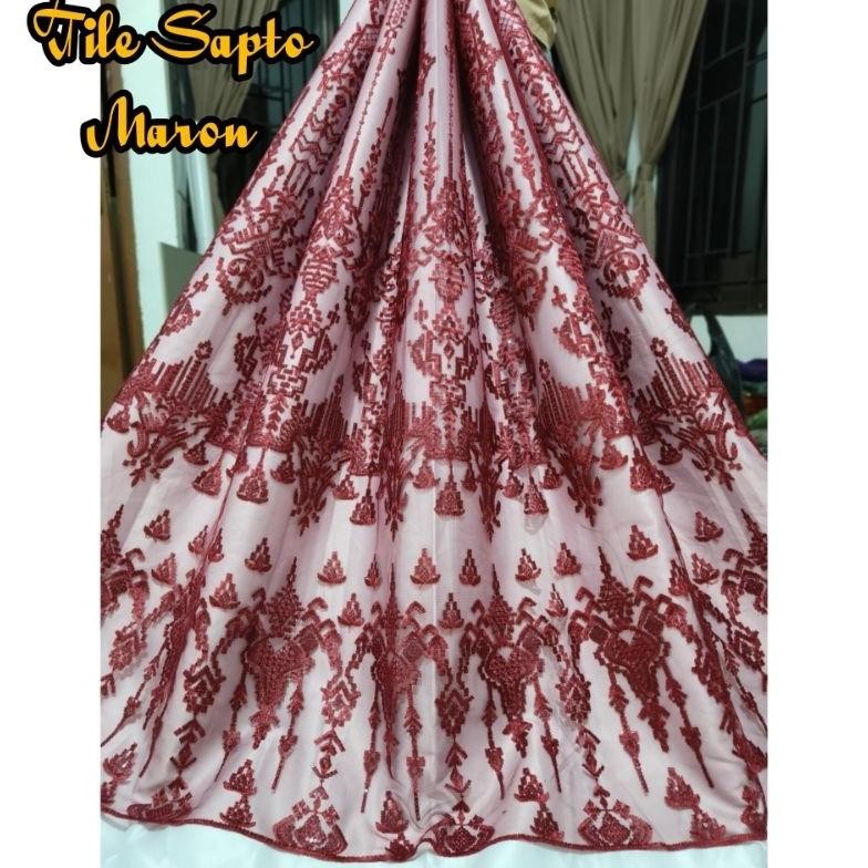 DR322>> TERMURAH KAIN TILE SAPTO ETNIK // TILE ELISAB SAPTO // BROKAT MURAH