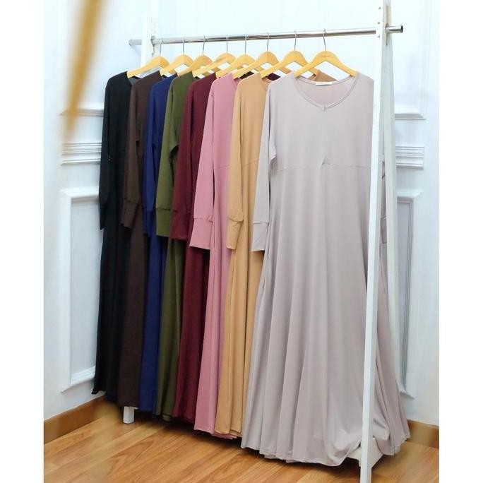 JV Hasanah Delisha Jersey Dress - Gamis Jersey Polos Busui untuk sehari - hari simpel