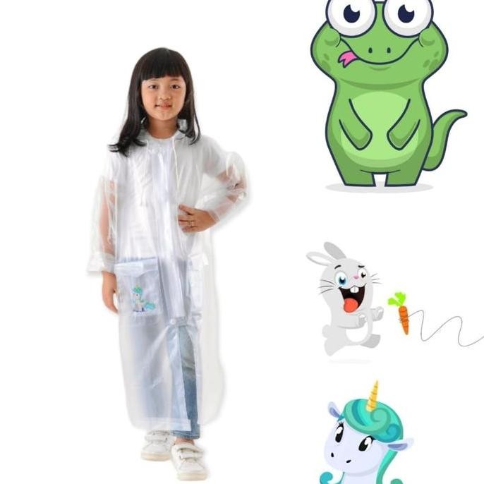 Mantel/Jas Hujan Anak Transparan Bening Coat Kids - Bromo Melon